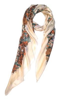 Schal 100% Seide Paj Bunt Festlich Hell Sommerlich Beige Braun